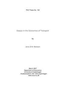 PhD Thesis NoEssays in the Economics of Transport by