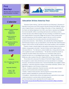 First Mondays Monthly Notes for Virginia’s Adult Education Providers October 1, 2012