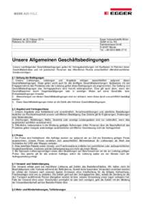 Gültigkeit: ab 25. Februar 2014 Referenz-NrEgger Holzwerkstoffe Brilon GmbH & Co. KG Daimlerstrasse 34-40