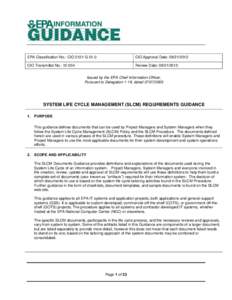 SYSTEM LIFE CYCLE MANAGEMENT (SLCM) REQUIREMENTS GUIDANCE