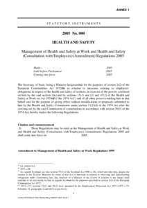 Management of Health and Safety at Work and Health and Safety (Consultation with Employees) (Amendment) Regulations 2005