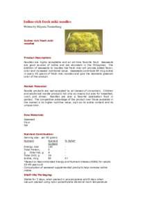 Food and drink / Chemistry / Matter / Halogens / Iodine / Noodle / Instant noodle / Iodine in biology