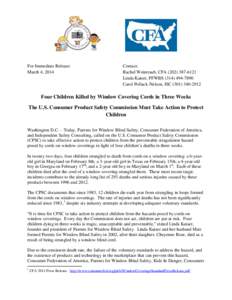 For Immediate Release: March 4, 2014 Contact: Rachel Weintraub, CFA[removed]Linda Kaiser, PFWBS[removed]