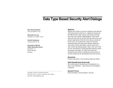 Data Type Based Security Alert Dialogs Max-Emanuel Maurer Abstract  [removed]