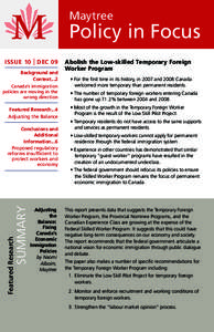 Maytree  Policy in Focus issue 10 | DEC 09 Background and Context...2