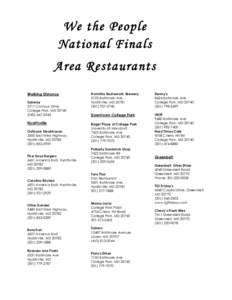 We the People National Finals Area Restaurants Walking Distance Subway 3711 Campus Drive