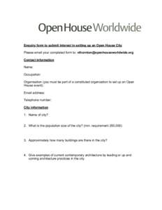 Open House City request form