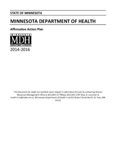 State of Minnesota - Minnesota Department of Health affirmative action plan