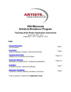 Teaching Artist Roster Application Instructions