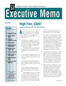 cs Colorado Society of Association Executives ae Executive Memo June 2004