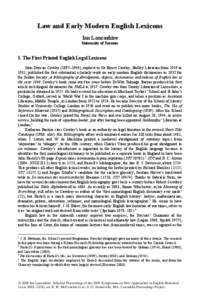 Law and Early Modern English Lexicons