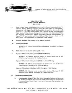 OFFICE OF THE MAYOR AND TOWN COUNCIL  MINUTES OF THE TOWN COUNCIL MEETING July 21, 2011