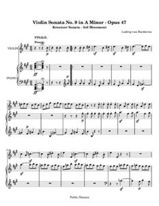 Violin Sonata No. 9 in A Minor - Opus 47 Kreutzer Sonata - 3rd Movement Ludwig van Beethoven FINALE.  Presto.