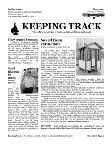 In this issue:  May 2007 News from the mechanical department