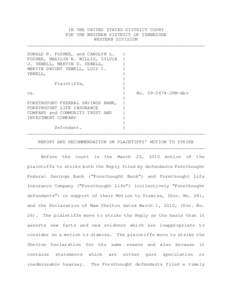 IN THE UNITED STATES DISTRICT COURT FOR THE WESTERN DISTRICT OF TENNESSEE WESTERN DIVISION _________________________________________________________________ DONALD R. FOSHEE, and CAROLYN L. FOSHEE, MARILYN R. WILLIS, SYL