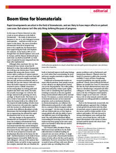 editorial  Boom time for biomaterials In this issue of Nature Materials we take a look at recent advances in the field of biomaterials — the study of interactions