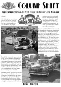 Column Shift Official Newsletter for the FE-FC Holden Car Club of South Australia Hi to all truly amazing, there was a real buzz in Mt Gambier leading to