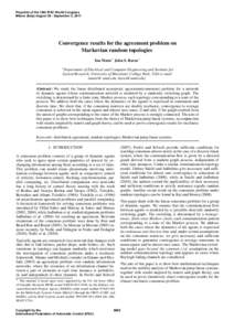 Convergence Results for the Agreement Problem on Markovian Random Topologies