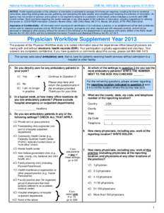 National Ambulatory Medical Care Survey Physician Workflow Supplement Year[removed]Version for EHR Adopters)