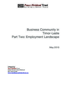 Business Community in Timor-Leste Part Two: Employment Landscape