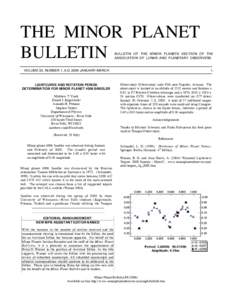 THE MINOR PLANET BULLETIN BULLETIN OF THE MINOR PLANETS SECTION OF THE ASSOCIATION OF LUNAR AND PLANETARY OBSERVERS