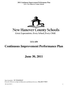 2011 Continuous Improvement Performance Plan LEA: New Hanover County Schools LEA 650  Continuous Improvement Performance Plan