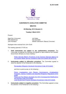 SL/S4/13/8/M  SUBORDINATE LEGISLATION COMMITTEE MINUTES 8th Meeting, 2013 (Session 4) Tuesday 5 March 2013