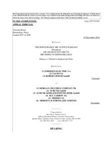 [removed]Emerson Electric Co and others v Morgan Crucible Company plc - Transcript of hearing | 10 Dec 2010