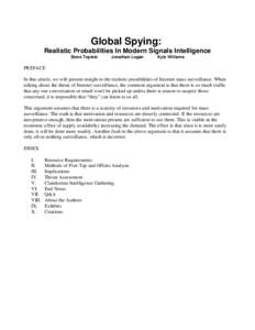 Global Spying: Realistic Probabilities in Modern Signals Intelligence