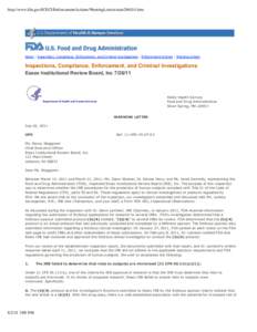 FDA Warning Letter to Essex Institutional Review Board, Inc[removed]