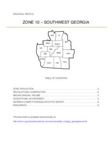 REGIONAL PROFILE  ZONE 10 – SOUTHWEST GEORGIA TABLE OF CONTENTS 	
  