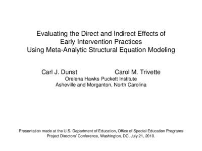 Evaluating the Mediating Effects of Intervention Practices Using Meta-Analytic Structural  Equation Modeling