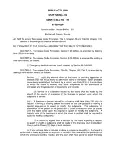 PUBLIC ACTS, 1999 CHAPTER NO. 445 SENATE BILL NO. 146 By Springer Substituted for: House Bill No. 371 By Kernell, Garrett, Brooks