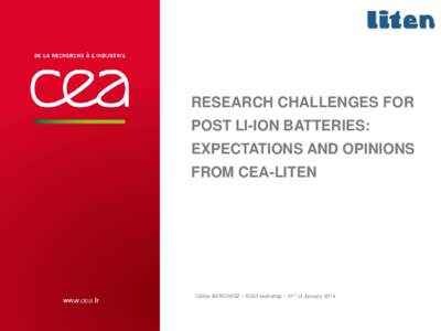RESEARCH CHALLENGES FOR POST LI-ION BATTERIES: EXPECTATIONS AND OPINIONS FROM CEA-LITEN