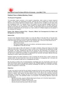 International Forest Fire News (IFFN) No. 30 (January – June 2004, [removed]Peatland Fires on Biebrza Marshes, Poland The Research Programme The description below accounts to the research programme, which consist of sev