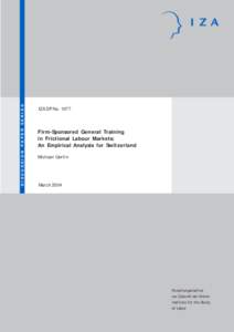 Firm-Sponsored General Training in Frictional Labour Markets: An Empirical Analysis for Switzerland