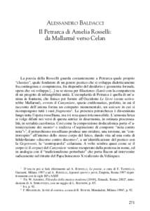 ALESSANDRO BALDACCI Il Petrarca di Amelia Rosselli: da Mallarmé verso Celan