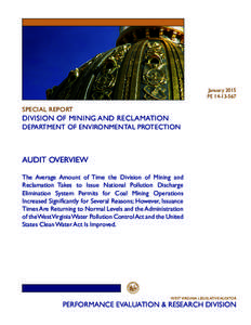 January 2015 PE[removed]SPECIAL REPORT  DIVISION OF MINING AND RECLAMATION