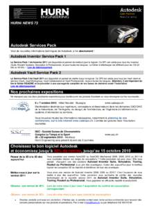 HURNI NEWS 73  Autodesk Services Pack Voici de nouvelles informations techniques de Autodesk, à lire absolument !  Autodesk Inventor Service Pack 1