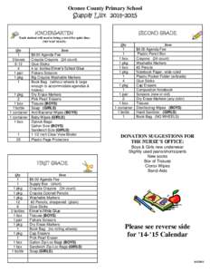 Oconee County Primary School  Supply List[removed]KINDERGARTEN