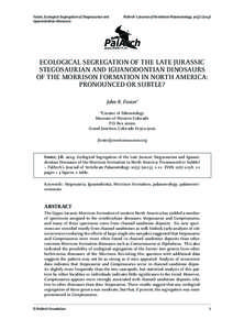 Foster, Ecological Segregation of Stegosaurian and Iguanodontian dinosaurs PalArch’s Journal of Vertebrate Palaeontology, [removed]ECOLOGICAL SEGREGATION OF THE LATE JURASSIC