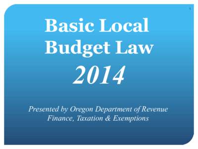 2014 Local Budget Law Training Workshop