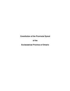 Constitution of the Provincial Synod of the Ecclesiastical Province of Ontario