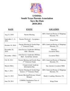 USMMA South Texas Parents Association Save the Date[removed]DATE