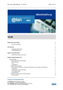 elan-Flyer „eBereitstellung“ – [removed]Seite 1 von 14 Inhalt Registrierung / Anmeldung