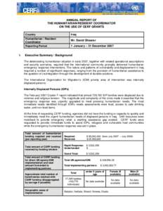 CERF Reporting Template: Agency HQ