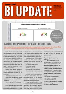 BI UPDATE February 2009 This Issue Creating Excel reports made