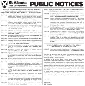 PUBLIC NOTICES NOTICE IN ACCORDANCE WITH SECTION 73 OF THE PLANNING (LISTED BUILDINGS AND CONSERVATION AREAS) ACT 1990 CONCERNING PROPOSED DEVELOPMENT IN A CONSERVATION AREA[removed]