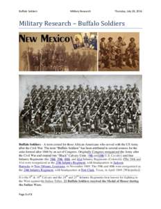 Buffalo Soldiers  Military Research Thursday, July 28, 2016