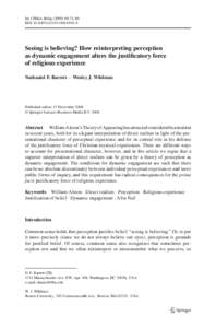 Int J Philos Relig:71–86 DOIs11153Seeing is believing? How reinterpreting perception as dynamic engagement alters the justificatory force of religious experience